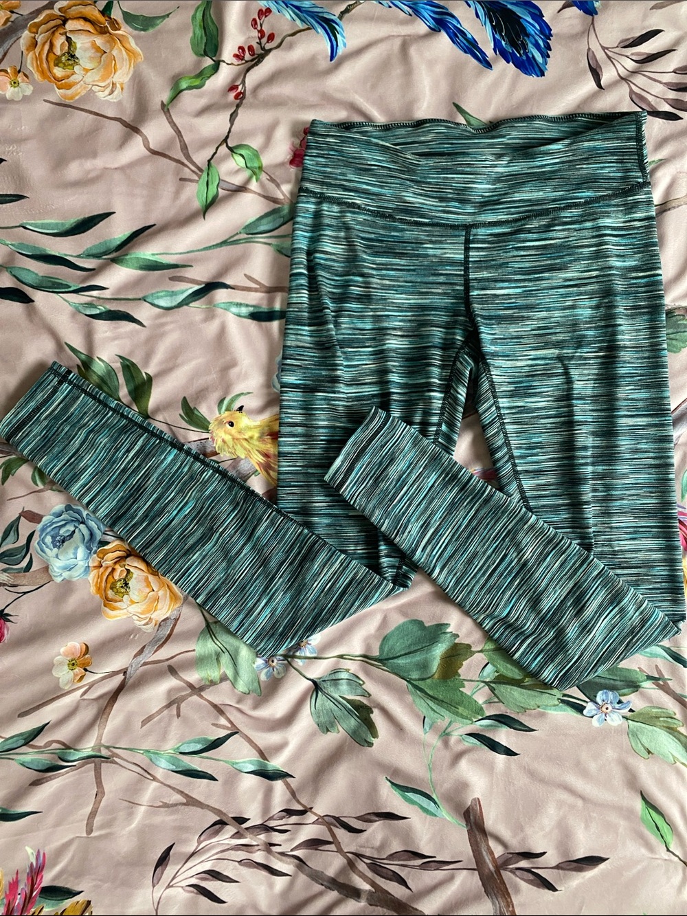 Space-Dyed Blue & Black Active Leggings